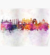 Karachi skyline in watercolor background Poster