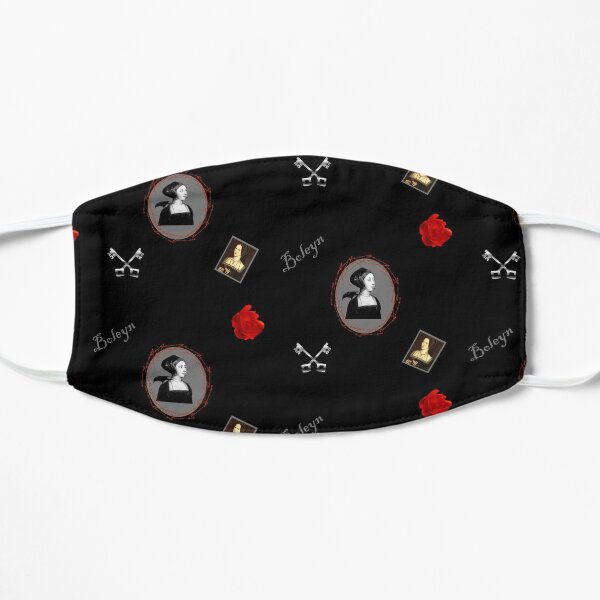 Anne Boleyn print black and red Flat Mask
