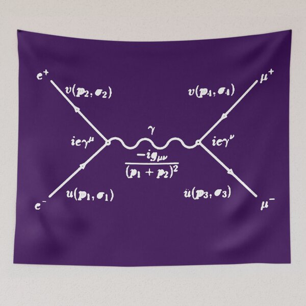 Item preview, Feynman diagram, electron positron, to muon scattering, purple designed and sold by NoetherSym.