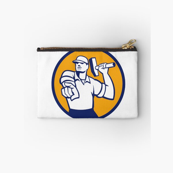 Item preview, Demolition Worker Hammer Pointing Circle Retro designed and sold by patrimonio.