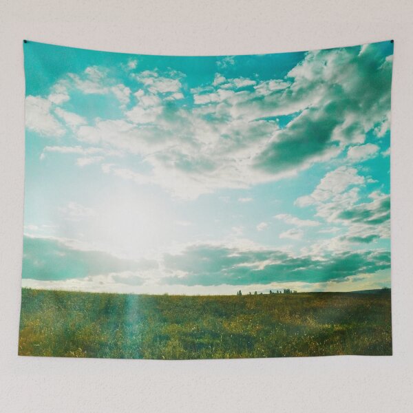 Item preview, Sun brightly shining in the sky and pouring the fild with its beams designed and sold by helenkaiy.
