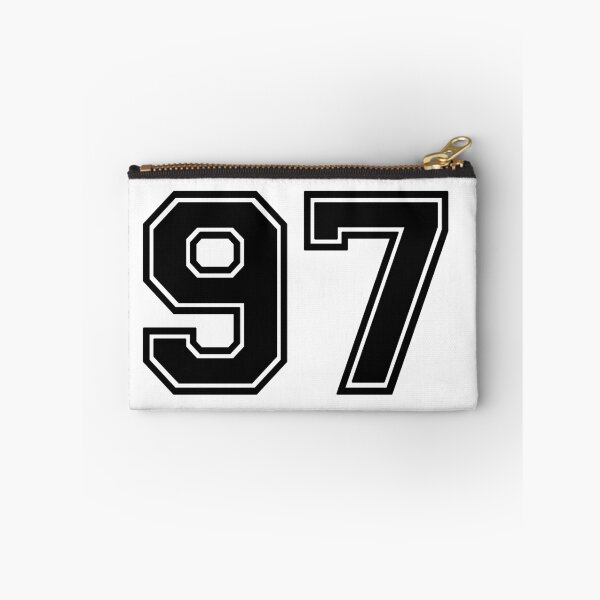 Artikelvorschau, Siebenundneunzig schwarze Jersey Nummer 97 siebten entworfen und verkauft von Greenfieldlogo.