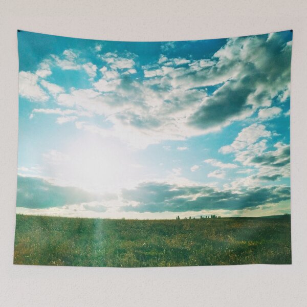 Item preview, Sun brightly shining in the sky and pouring the fild with its beams designed and sold by helenkaiy.