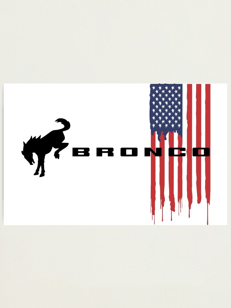 Ford Bronco Emblem on USA Flag | Photographic Print