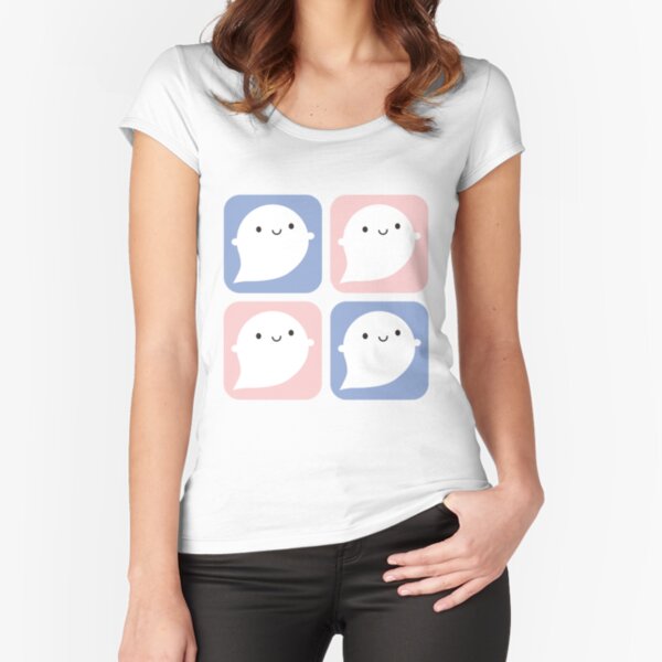 Kawaii Little Ghosts Fitted Scoop T-Shirt