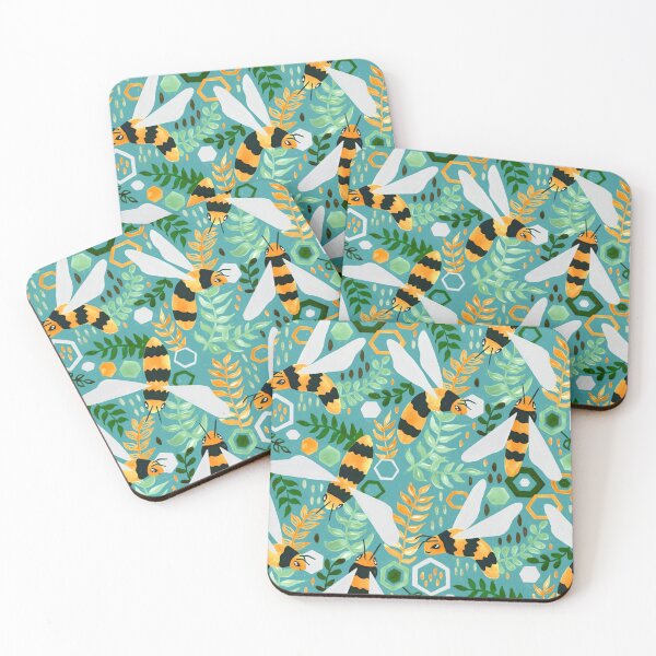 Item preview, Friendly Gouache Bees - Greens designed and sold by TigaTiga.