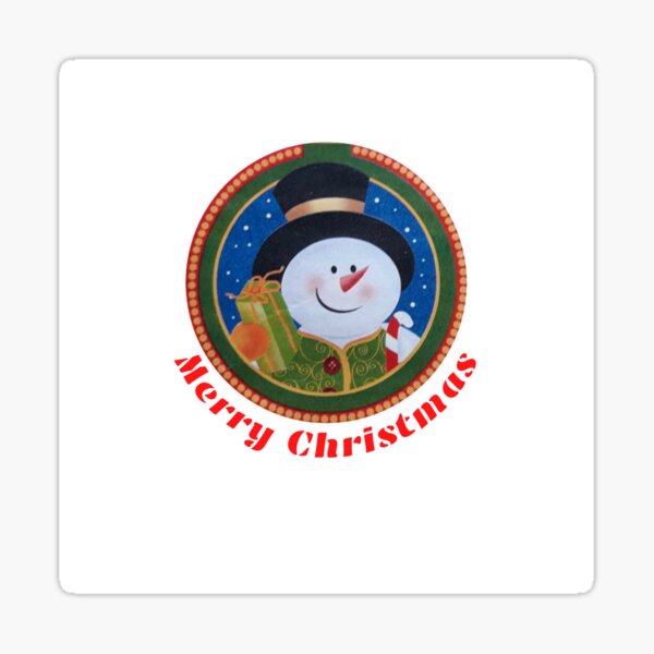 Merry Christmas Snowman with gifts Sticker