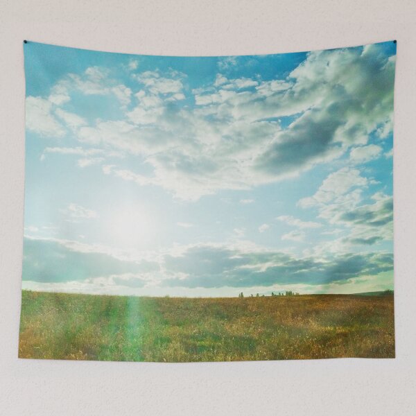 Item preview, Sun brightly shining in the sky and pouring the fild with its beams designed and sold by helenkaiy.