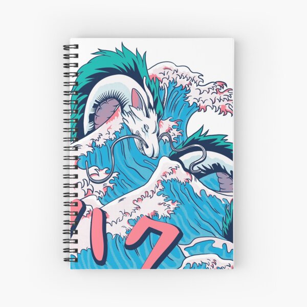 THE SPIRIT kanagawa wave retrowave colors anime Spiral Notebook