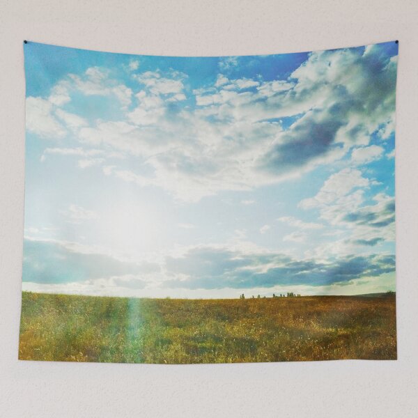 Item preview, Sun brightly shining in the sky and pouring the fild with its beams designed and sold by helenkaiy.