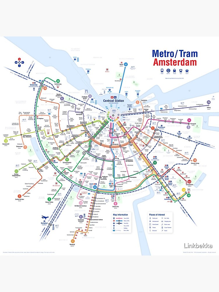 Thumbnail 3 of 3, Canvas Print, Amsterdam Transport Map designed and sold by Linkbekka.