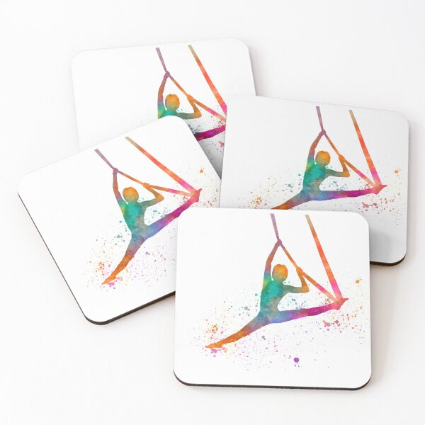 Item preview, young man practicing aerial yoga in the gym watercolor 01 designed and sold by paulrommer.