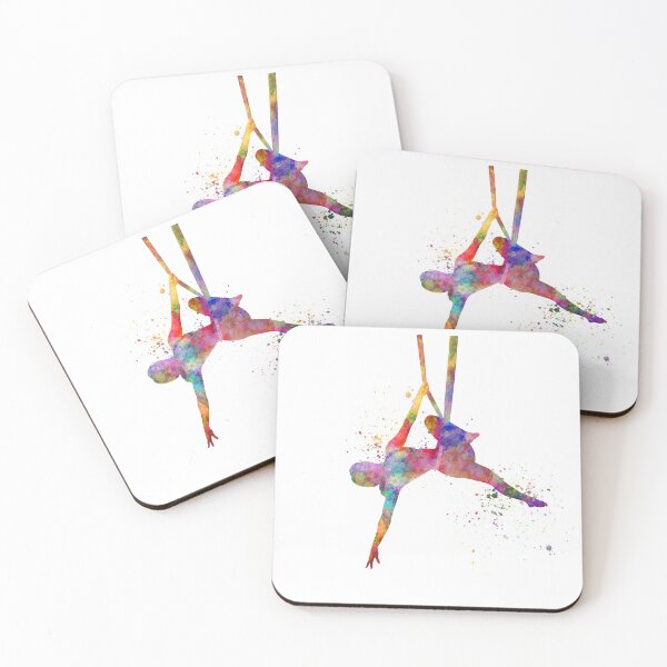 Item preview,  young man practicing aerial yoga in the gym watercolor  designed and sold by paulrommer.