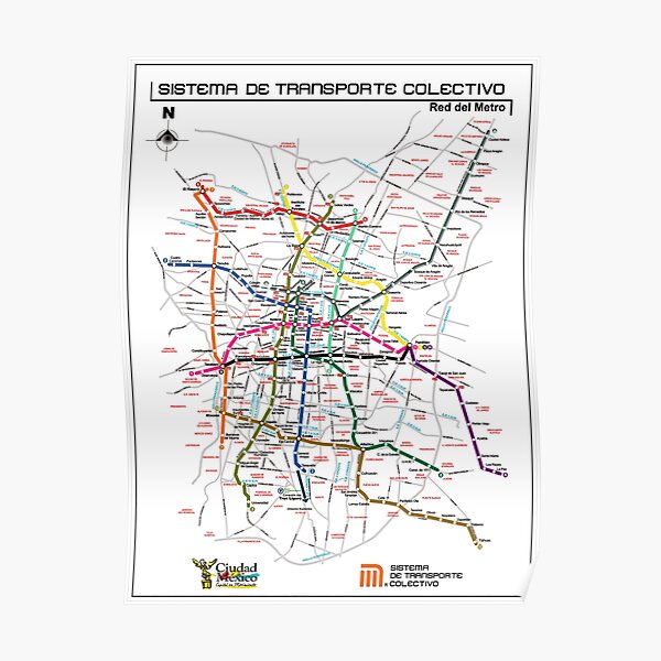 Mexico City Transport Map Poster