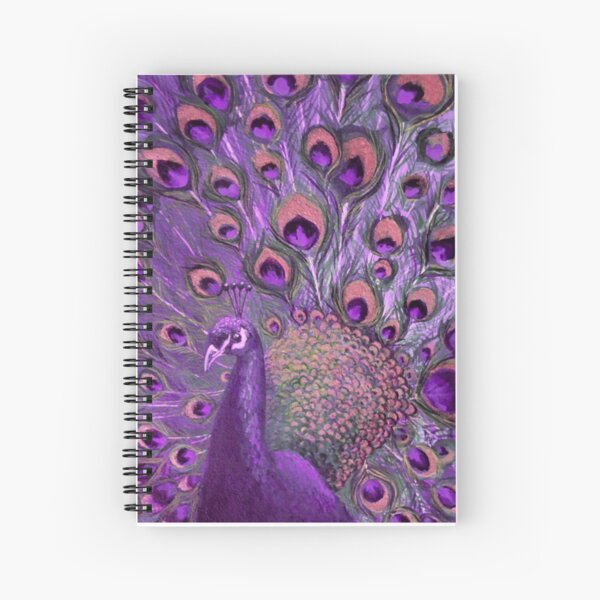 Purple Peacock Full Glory Spiral Notebook