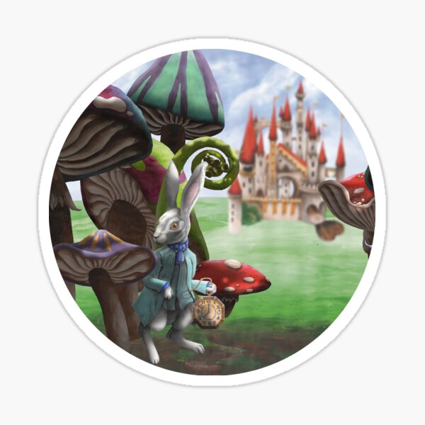 White Rabbit in the Wonderland Toadstool Forest Sticker