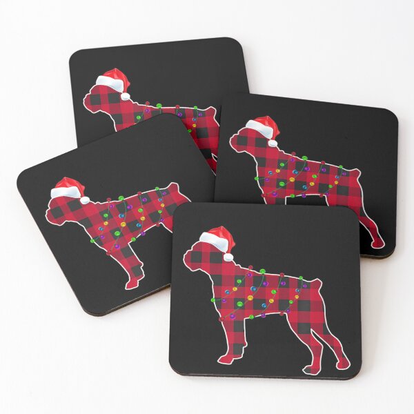 Item preview, Boxer Dog Red Plaid Christmas Pajamas Lights designed and sold by MarcelaSoto.