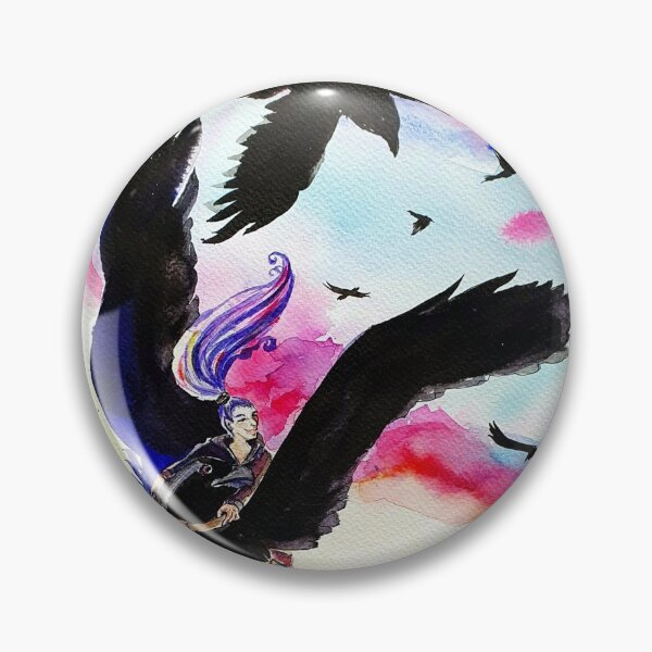 Item preview, Urban steampunk fairies riding the crows watercolor #1 designed and sold by orangerinka.