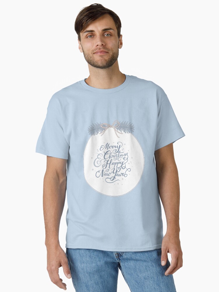Thumbnail 2 of 7, Classic T-Shirt, "Merry Christmas & Happy New Year" Typography designed and sold by karolfuldesigns.