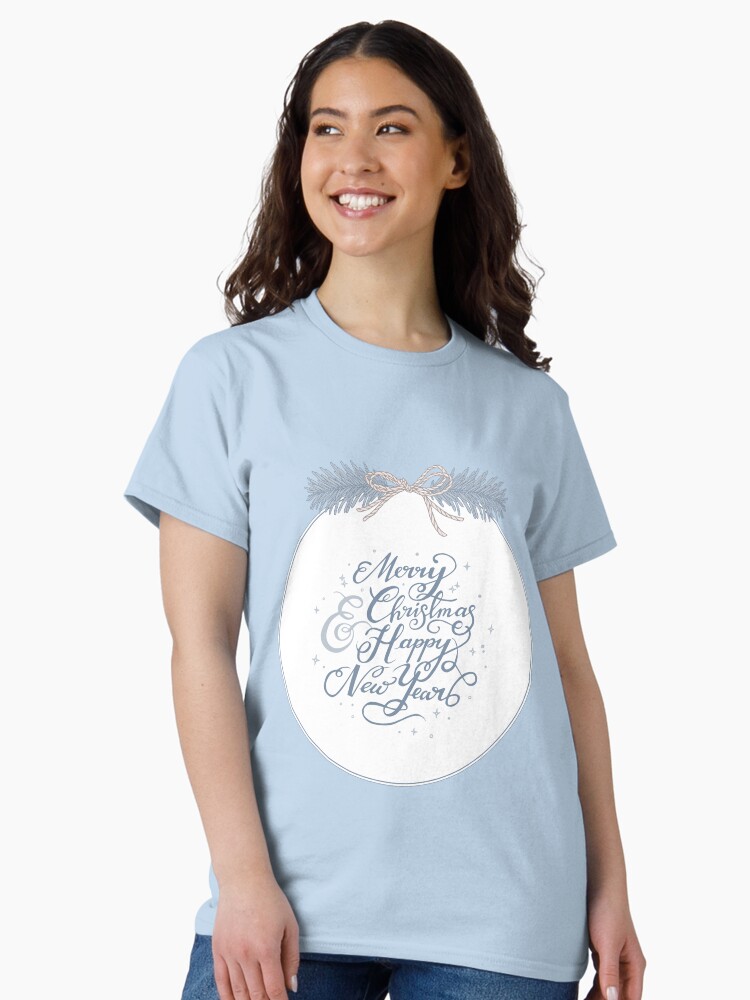 Thumbnail 1 of 7, Classic T-Shirt, "Merry Christmas & Happy New Year" Typography designed and sold by karolfuldesigns.