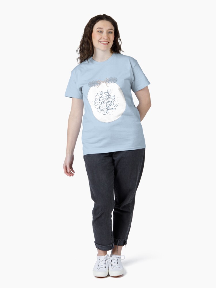 Thumbnail 4 of 7, Classic T-Shirt, "Merry Christmas & Happy New Year" Typography designed and sold by karolfuldesigns.