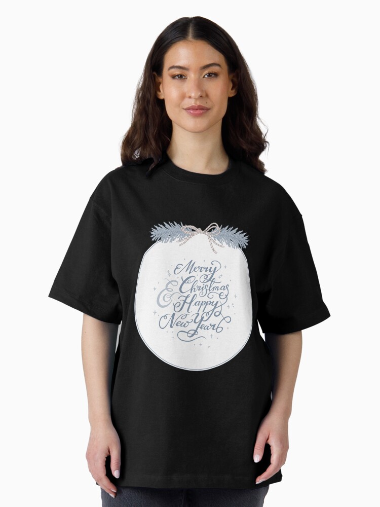 Thumbnail 1 of 7, Oversized T-Shirt, "Merry Christmas & Happy New Year" Typography designed and sold by karolfuldesigns.