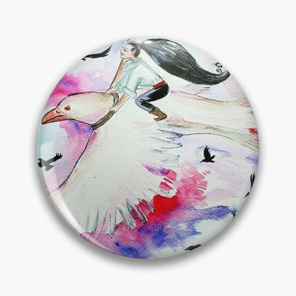 Item preview, Urban steampunk fairies riding the crows watercolor #2 designed and sold by orangerinka.