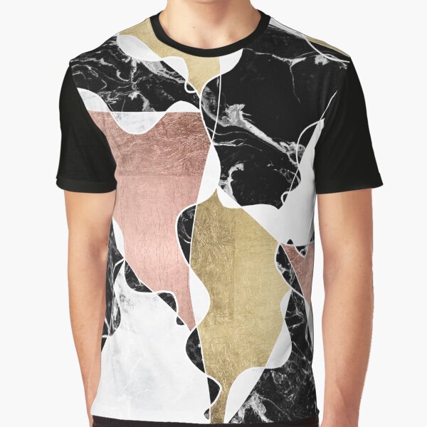 Rose gold black white marble color block stylish Graphic T-Shirt