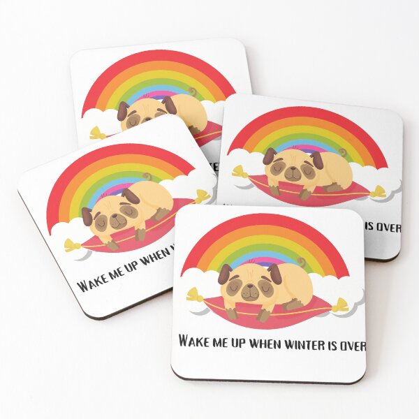 Item preview, Wake me up when winter is over pug rainbow dog  designed and sold by Socool101.
