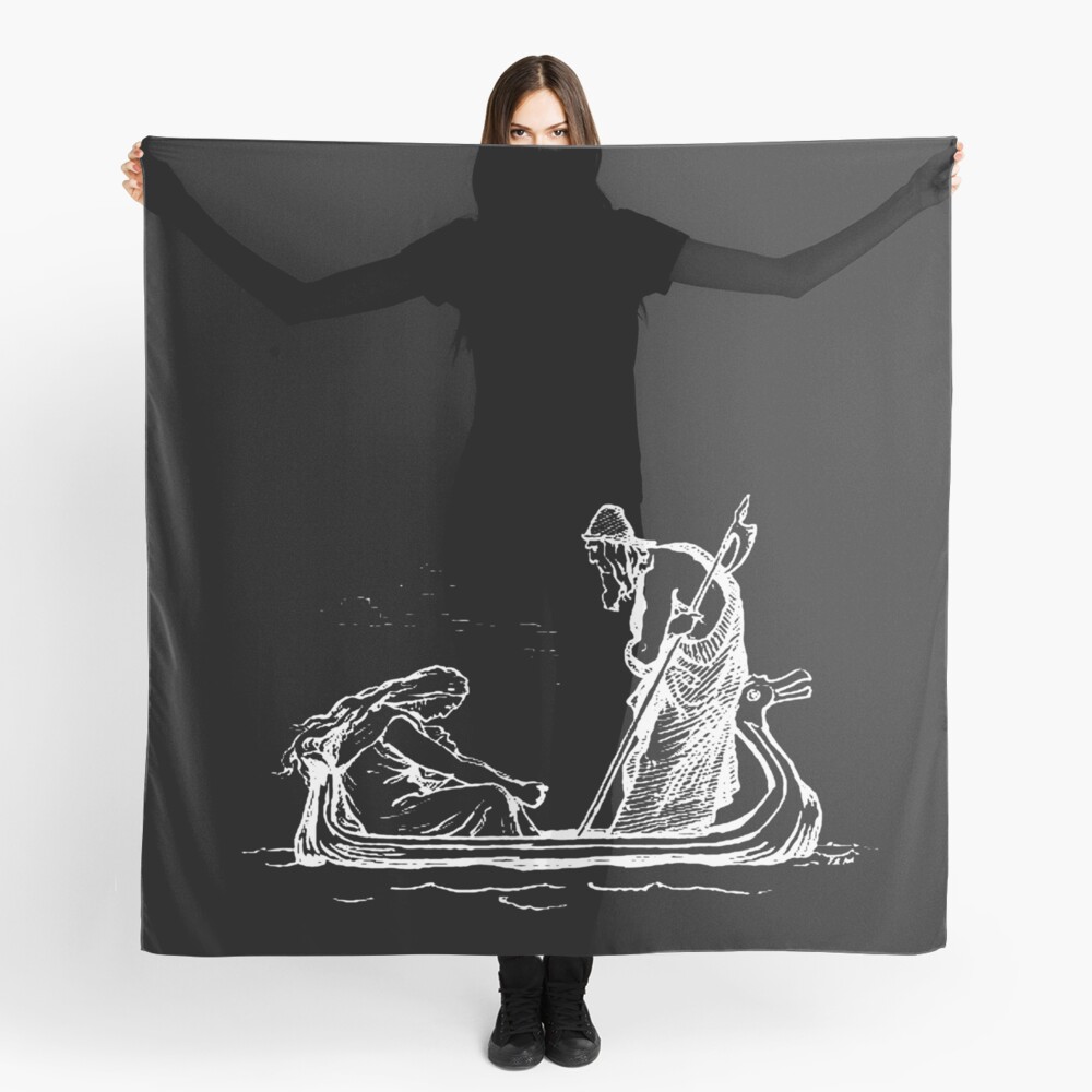 Norse Myth Frigg and Odin Sailing In Fensalir White Scarf