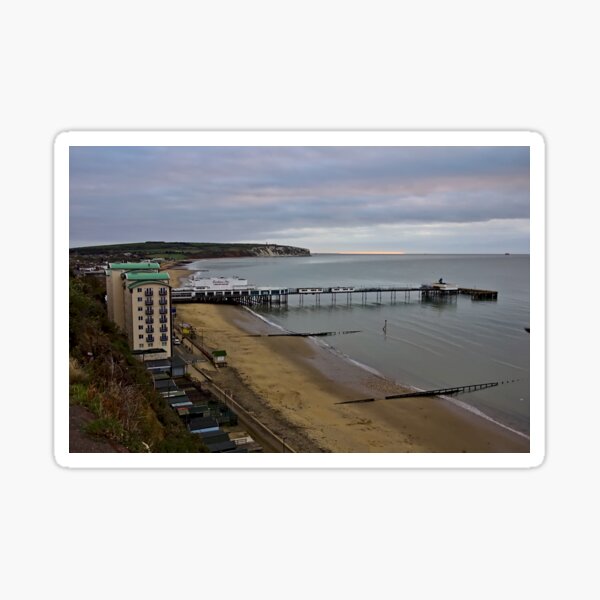 Cloudy Sunrise over Sandown Pier Sticker