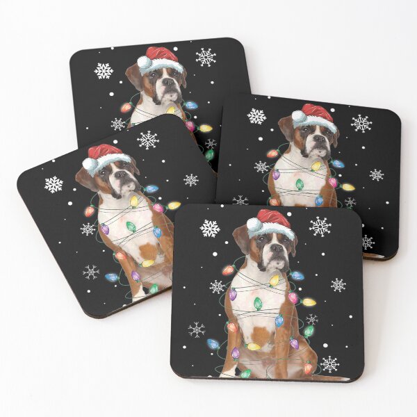 Item preview, Funny Santa Boxer Christmas Lights Tree Dog Lover designed and sold by MarcelaSoto.