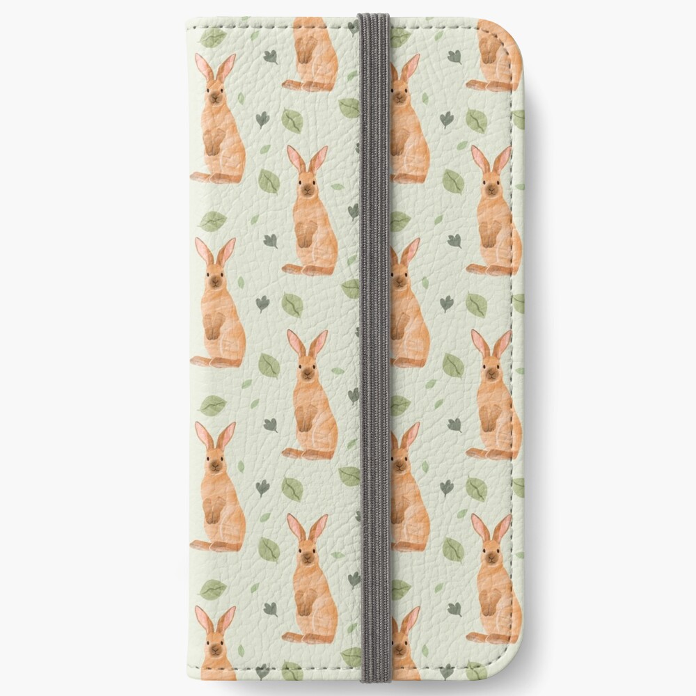 Rabbit and Leaf Pattern iPhone Wallet