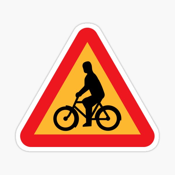 Swedish roads Awesome Bycicle sign drawn in black Sticker