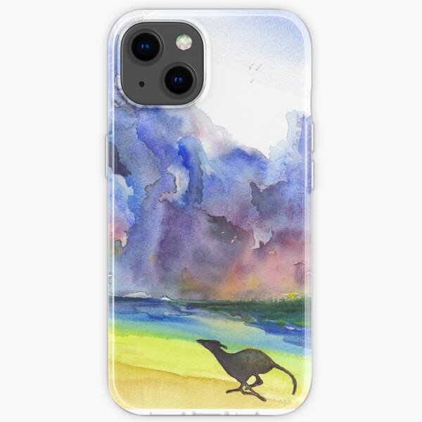 Greyhound Running on Stormy Beach iPhone Soft Case