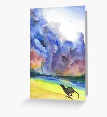 Windhund, der auf stürmischem Strand läuft Grußkarte