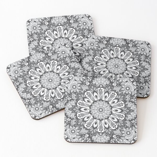 Item preview,  New Black and white round flower peacock mandala art design  designed and sold by anzus13carlett.