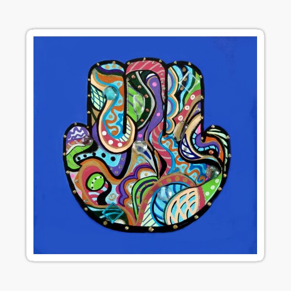 Hamsa for Good Luck, abstract art, Sticker