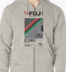 Retro VHS tape vaporwave aesthetic Zipped Hoodie