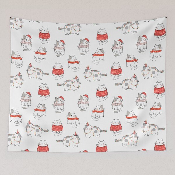 Item preview, Meowy Christmas Pattern - Cute Cat Xmas designed and sold by Borislav Shekerdzhiyski.