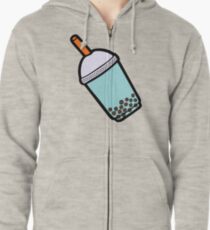 Bubble Tea Pattern Zipped Hoodie