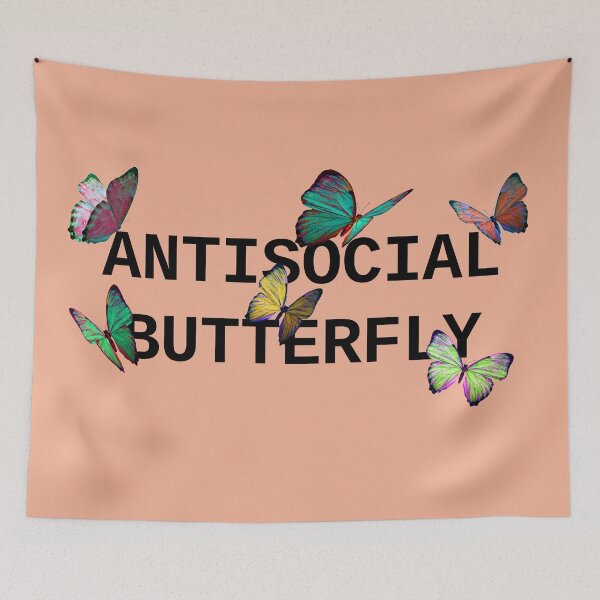 Item preview, ANTISOCIAL BUTTERFLY COLORFUL BLACK - Background Colour Special designed and sold by CharlieCreator.