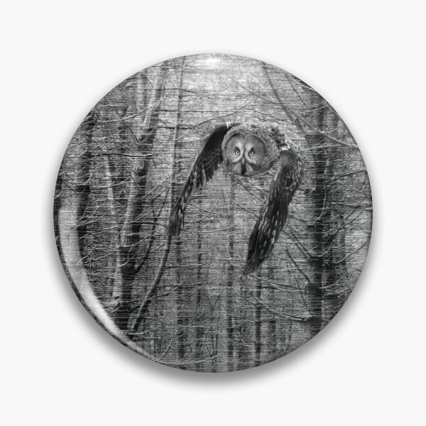 Aperçu de l'œuvre Grand hibou gris dans les bois enneigés créée et vendue par HaleyRedshaw.