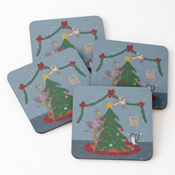 Item preview, Cute Animals Decorating Christmas Tree Card designed and sold by sillylilydraws.