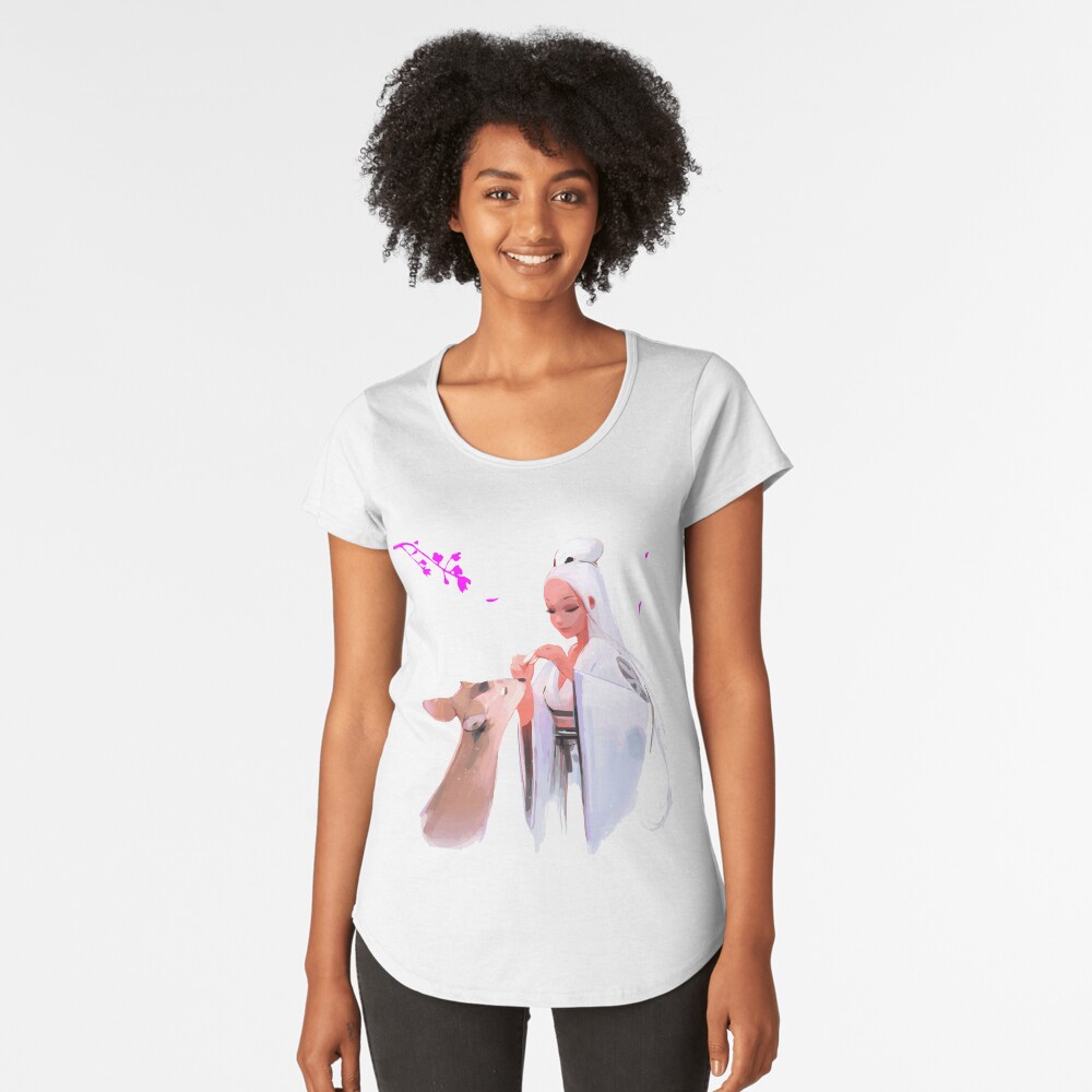 Vista previa del artículo con la obra «Camiseta premium de cuello ancho», diseñado y vendido por FotoLibreStudio.