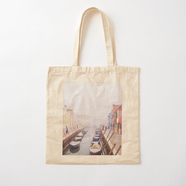 Burano in the fog Cotton Tote Bag