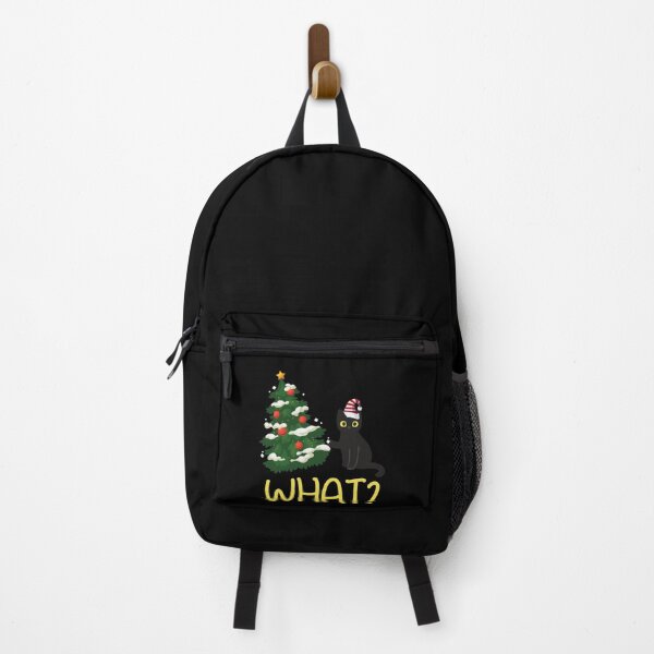 Item preview, Black Cat Pushing Christmas Tree Over Funny What? designed and sold by Dressed For  Duty.