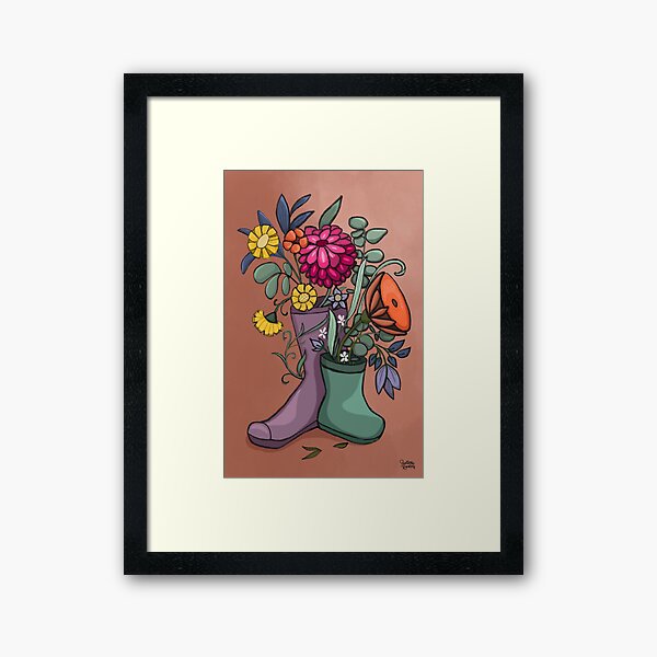 Mother and Child English Welly Boots Framed Art Print