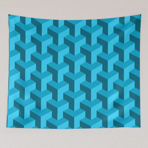 Item preview, Blue geometric seamless cube pattern. Geomatric line pattern. designed and sold by TashaVector.