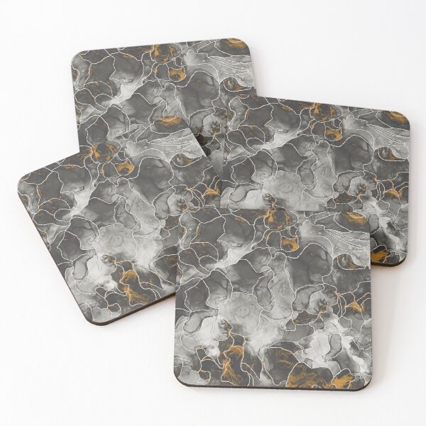 Item preview, Abstract Alcohol Ink Lined Mustard Ocean designed and sold by GaiaByMila.